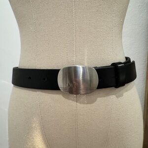 Armani Exchange Black Belt with Silver Buckle